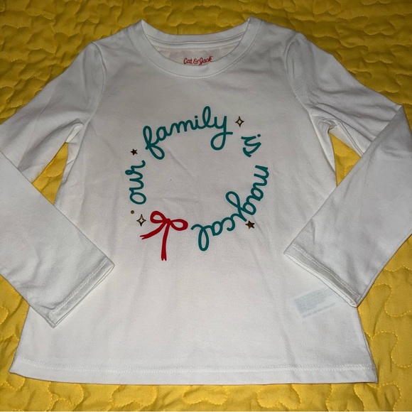 🌼 🎄Cat & Jack Shirt Toddler Girls Size 4T 5T New NWOT Christmas Shirt Family - Picture 6 of 16